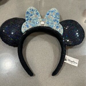 Disney Sparkling Black and Blue Minnie Mouse Ears 60th Anniversary of DisneyLand